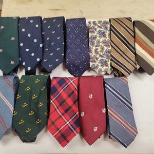 LOT OF 12 VINTAGE TIES 70'S 80'S POSSIBLY 60'S NECKTIES SILK POLYESTER ETC